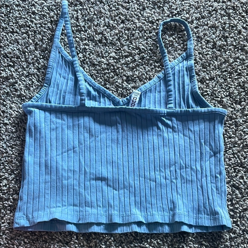 H&M Light Blue Ribbed Crop Top Tank Top - Picture 5 of 7